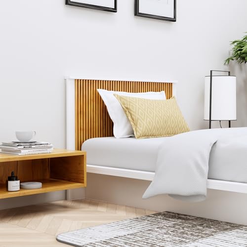 Image of Bniture Modern Low Height Single Size Bed Without Storage | Engineered Wood Platform Beds Headboard | King Size Wooden Cot Double Bed for Bedroom 3 Year Warranty (Frosty White & Giant Wood)