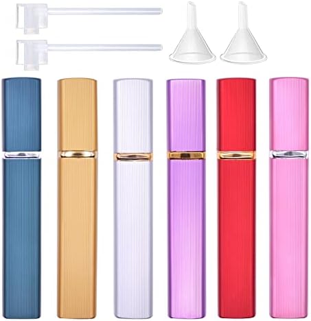 12ML Perfume Atomizer Bottle Refillable,Mini Portable Spray Bottle,Scent Pump Case,With Dispenser tool,for Out Side Work Travel Fitness (Pack of 6)