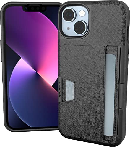 Image of Smartish iPhone 14 Wallet Case - Wallet Slayer Vol. 2 [Slim + Protective] Credit Card Holder w /Kickstand - Drop Tested Hidden Card Slot Cover Compatible w /Apple iPhone 14 - Black Tie Affair