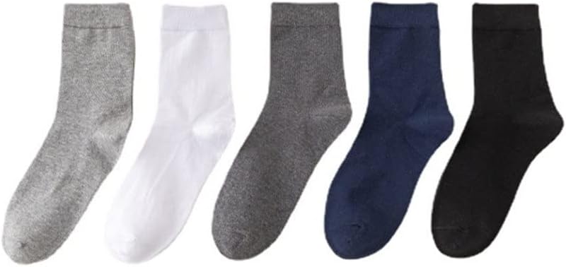 5 Pairs of Socks Men's Mid-tube Business Casual Solid Color Sweat-absorbing Breathable Cotton