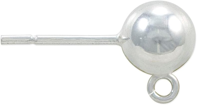JewelrySupply Sterling Silver 5.6mm Ball Post Earrings with Open Ring (1 Pair of Sterling Silver Earrings)