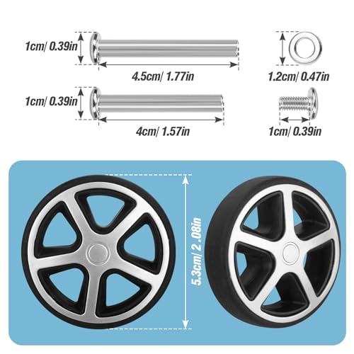 8 Pcs Replacement Luggage Rubber Wheels 2 inch, Suitcase Spinner Wheel Repair Repair Set, Wear-Resistant Trolley Casters, VA502