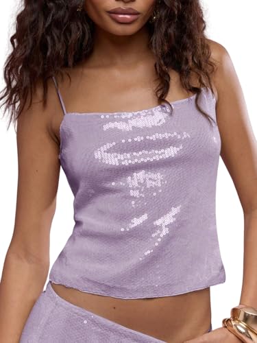 Seyumixi Women Sparkly Cami Top Sequin Spaghetti Strap...