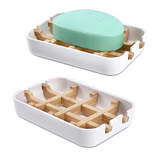 Bamboo Wooden Soap Dishes for Bathroom Bar Soap