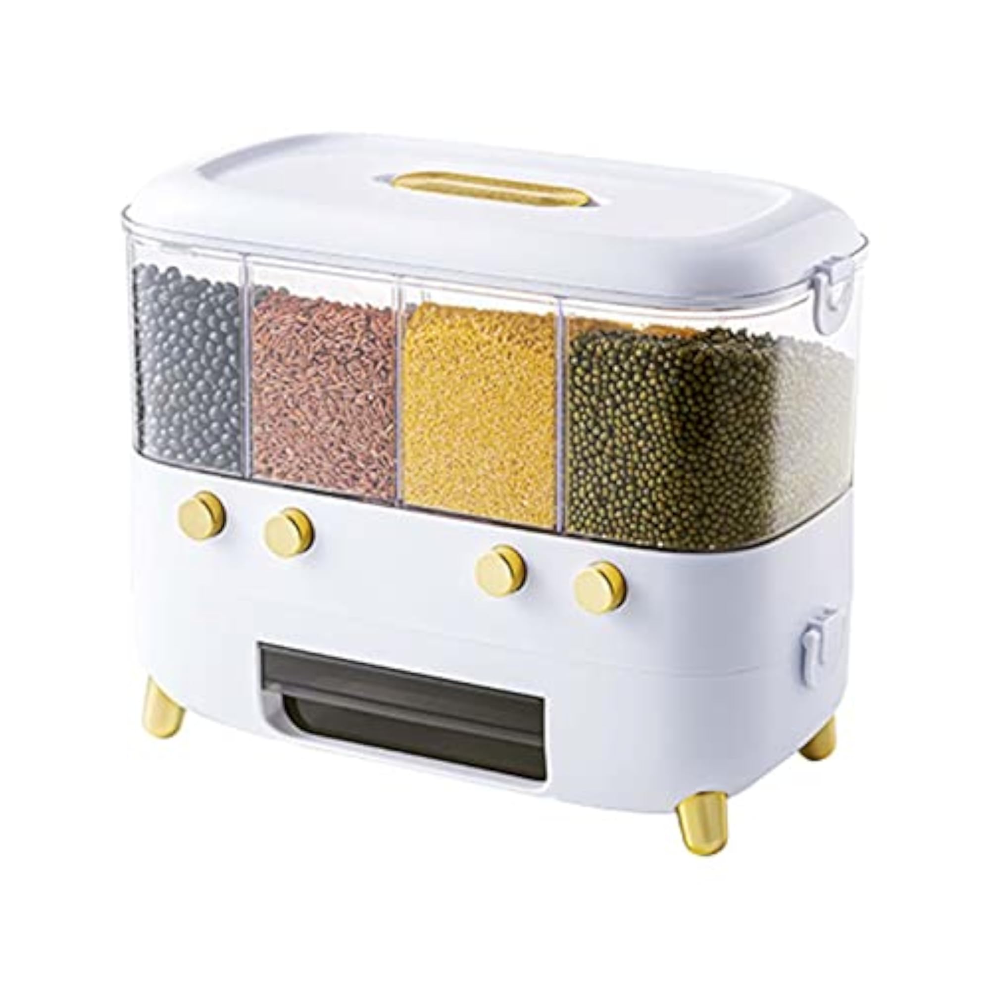 4-Grid Dry Food Dispenser Storage Container for Kitchen