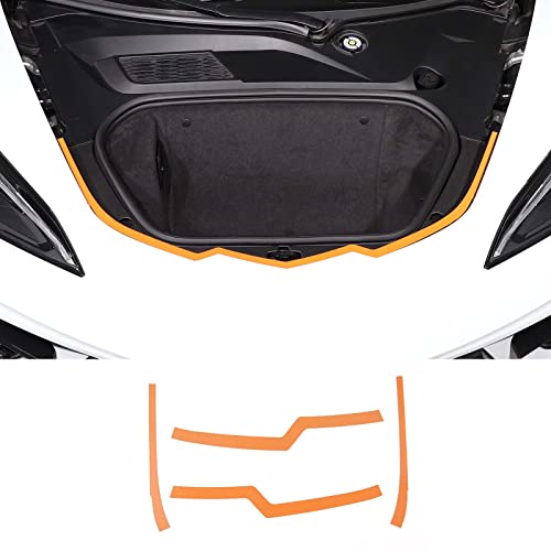 Trunk Edge Panel Trim Patch Stainless Steel 4PCS Compatible with Corvette C8 Stingray 2020-2024 Trunk Borders Cover Sequin Trim Accessories (Style A-Yellow)