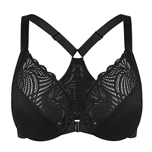 Image of Lace Full Coverage Racerback T Shirt Bras(Black,36C)