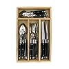 Laguiole Andre Verdier Debutant 24 Piece Flatware Set, Steak Knives, Forks, Soup Spoons, Teaspoons, Black, Made In…