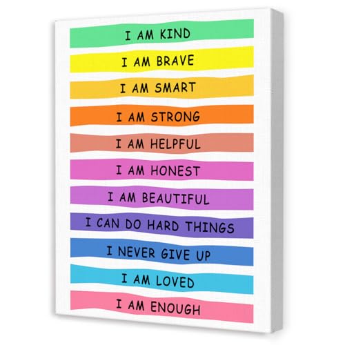 Kids Affirmation Wall Art,I Am Kind Brave Smart Positive Affirmations