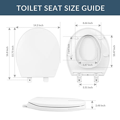 Round Toilet Seat With Built In Potty Training Seat, Slow Close, Easy Clean,Fit Standard Round Toilet, Plastic, White #TOP1