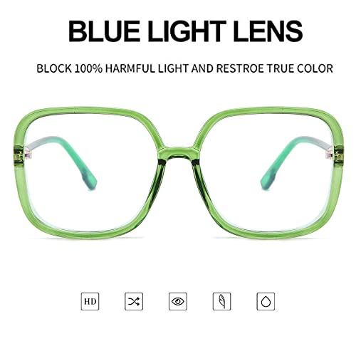 Image of Blue Light Blocking Glasses Oversized Square Frame Women /Men Anti Eyestrain Computer Eyeglasses L3000A