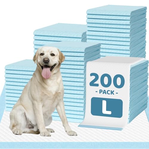 Image of 200 Count Large Dog & Cat Puppy Pee Pads - 28 inchx30 inch Absorbent Potty Training Pads | Leakproof Quick-Dry Disposable Pet Pads for Puppies, Dogs & Cats | Indoor, Outdoor, Litter Box, Housebreaking Use