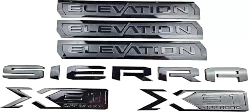 Image of 6Pc Elevation Sierra Bed X31 Emblem Door Tailgate 3DBadge Nameplate Replacement for 2019-2023 Gen Sierra 1500 (Gloss Black)