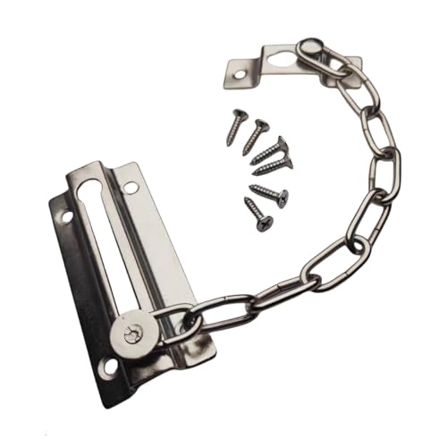 Stainless Steel Door Chain - 1 pack Chain Lock for Door,Security Door Lock Safety Chain,Safety Chain Lock for Front Door,for Home Apartment Hotel Bedroom, Silver(with 6 Screws)