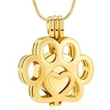 VCCWYQK Joyería de cremación para cenizas para perro o gato de acero inoxidable con medallón conmemorativo collar interior de mini estuche joyería de cremación para mascotas (Oro)