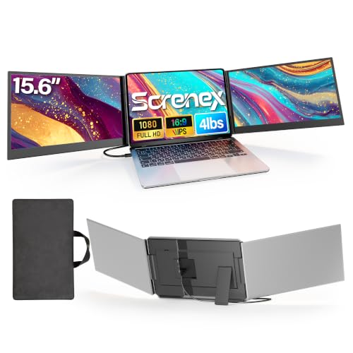 Image of 15.6 inch Laptop Screen Extender, Ultra-Slim Triple Laptop Monitor, FHD 1080P IPS Portable Screen, One-Cable Plug & Play for 13-17.3 inch Laptops, Compatible with Windows /Mac /Android /Switch