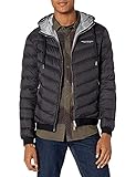 giorgio armani chaquetas hombre Plumas acolchadas Armani Exchange Chaqueta Acolchada con Capucha y Cremallera, Logotipo de Milano/Nueva York, Black Melange Grey B, XL para Hombre