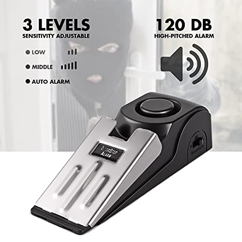Door Stop Alarm, Door Stopper Security for Home Travel Apartment with 120DB Siren Portable Safety Tool 2 Pack by COTOUXKER - Used condition - Image 3