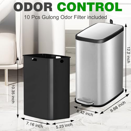 Caneca de basura para baño de acero inoxidable 6L plateada miniatura 6