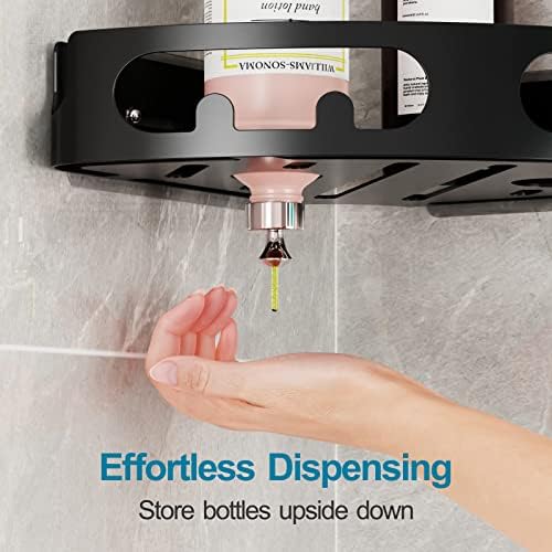 iSPECLE Shower Caddy No Drilling - 2 Packs Adhesive Corner Bathroom Shelves for Storage, Rustproof Wall Mounted Shower Basket Bathroom Organizer for Toilet Dorm Kitchen, Black
