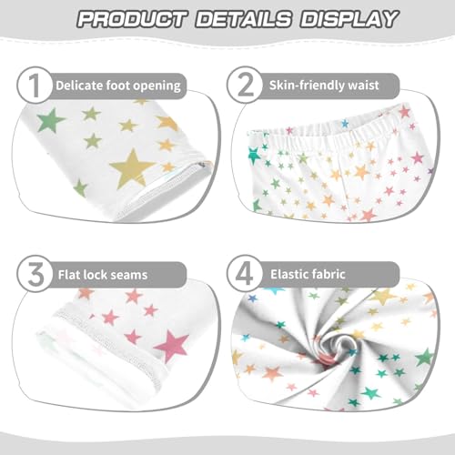 Girls' Leggings Ankle Length Printed Leggings Colorful Star Rainbow Soft Comfortable Pants for Kids 4-10 Years4