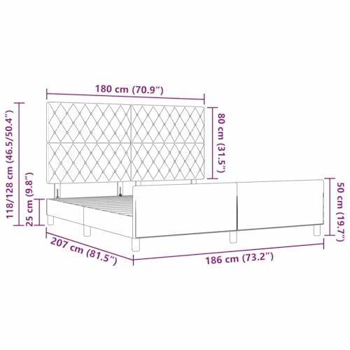 vidaXL Dunkelgraues Samtbettgestell 180 x 200 cm King Size mit Kristallknopf und gepolstertem Design. Stylisches Bett aus robustem Holz für Dein modernes Schlafzimmer.