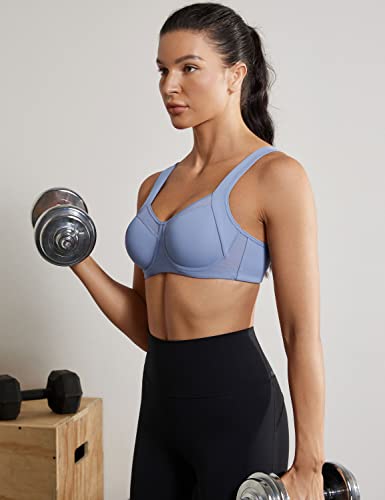 Image of SYROKAN High Impact Sports Bras for Women No Uniboob Unlined Underwire Adjustable Cross Back Bra