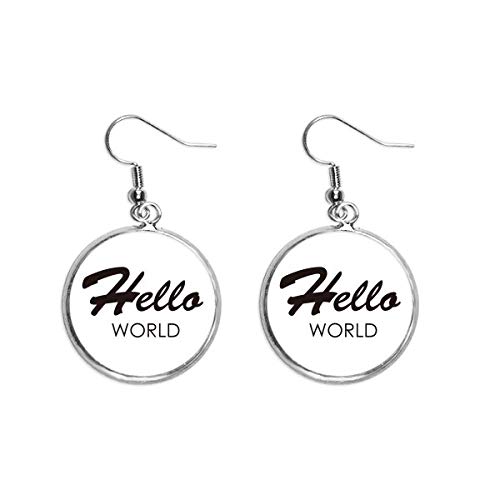 Programmer Interface Hello World - Pendientes colgantes de plata para mujer, Metal Plata