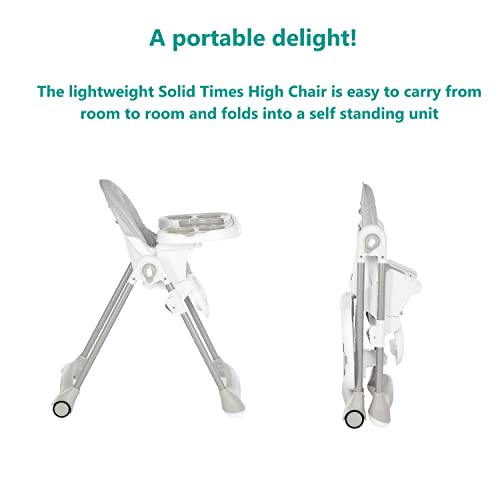 Dream On Me Solid Times High Chair For Babies And Toddlers In Grey, Multiple Recline And Height Positions, Lightweight Portable Baby High Chair, 5 Point Safety Harness, Easy To Clean Surface #TOP5