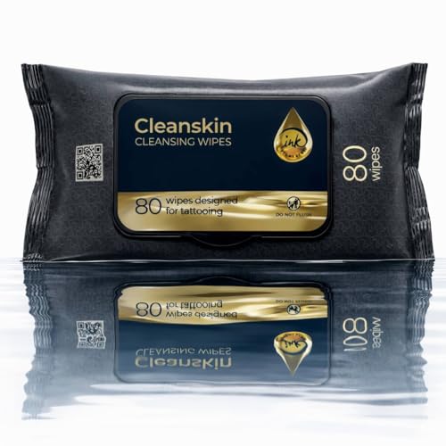 CleanSkin Cleansing Green Soap Tattoo Wipes All in One Solution Tattoo Wipes for during Tattooing | Tattoo Aftercare | Green Soap for Tattooing