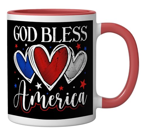Taza cerámica God Bless America Rojo/Blanco 11 oz miniatura 2