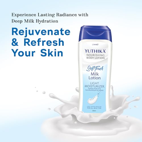 Image of Yuthika Naturals Body Milk Soft Touch 300ml Body Lotion for Women & Men | 72Hr Hydration | for Dry to Very Dry Skin | Enriched with Body Milk | Non Greasy & Healthy Looking Skin