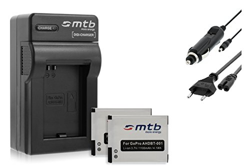 Cargador + 2 Baterías ABPAK 001, AHDBT 001 Compatible con GoPro HD Hero2 Outdoor Edition