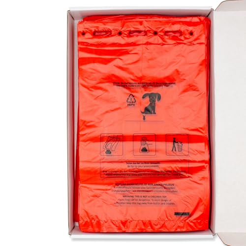 1000 Stück Hundekotbeutel (10 Blöcke á 100 Beutel), zum Aufhängen, rot in 21 x 31,5 cm + 3,5 cm Rand
