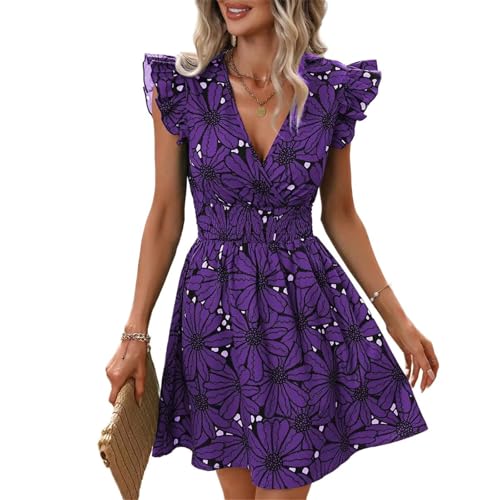 Robe en V pour femmes GUOYUXIAO jupe mini en A fluide décontractée