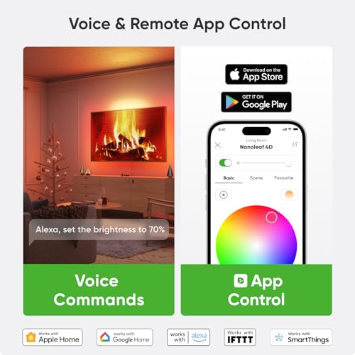 Nanoleaf 4D - Screen Mirror Camera + 4M Strip Light Kit for TV up to 65 inch / 165cm, Smart TV LED Backlight Reactive, Music Sync, Wifi App & Voice Control (Works with Alexa Apple/Google Home)