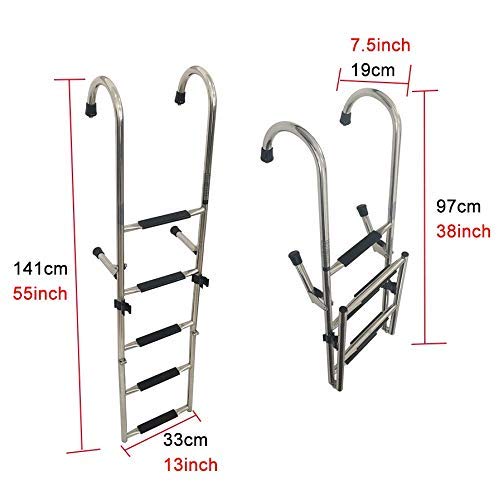 Escalera plegable de acero inoxidable con 5 peldaños miniatura 6