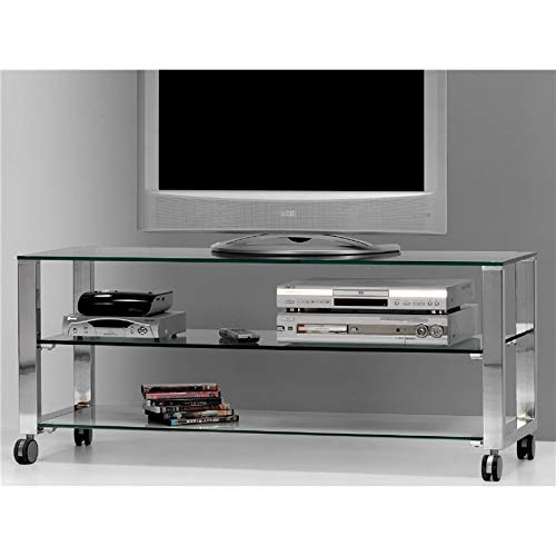 Mesa de Televisión Cristal con Patas cromadas Aremi 125 cm