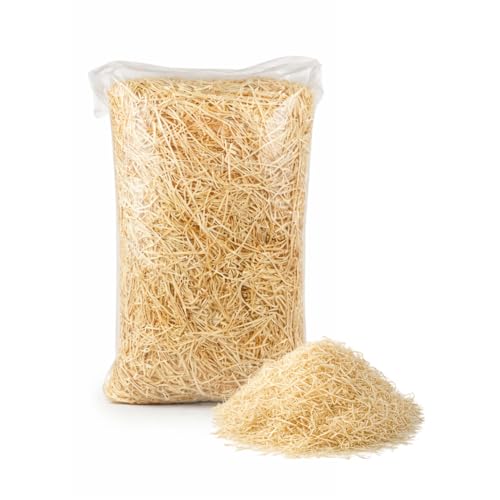 VIRSUS Trucioli Legno per Cesti 1kg, Paglia in Legno Naturale per Confezioni Natalizie, pasquali, Cesti Regalo, Imballo di Legno essiccata e depolverizzata da riempimento