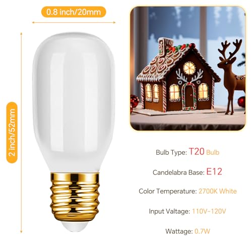 Leelosp 4 Pack 10 FT Christmas Village Light Cord Accessories with LED T20 Bulb, Blow Mold Light Kit Replacement with On Off Switch for Snow Village Houses Halloween Holiday Decorations