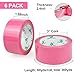 BOMEI PACK Pink Packing Tape with Dispenser, 2.4 Mil 1.88 Inch x 60 Yards, 6 Refills Rolls Color Box Tape for Moving, Shipping and Packaging