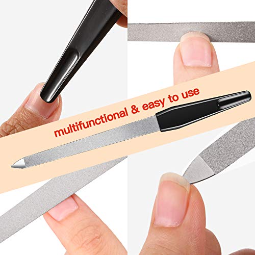 12 Pcs Metal Nail File 6.7 Inch Nail File Stainless Steel Nail File Double Sides Metal Sapphire File With Anti Slip Handle Fingernails Toenails Manicure File For Woman And Men (Black) #TOP2