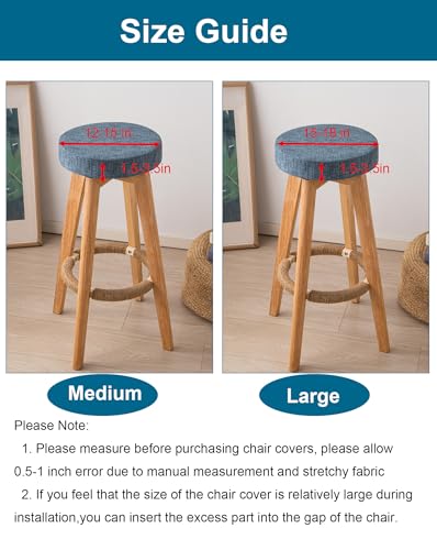 Image of CRFATOP 2 Pack Waterproof Bar Stool Covers Round Seat Slipcover,L,03