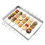 Brochetas de Barbacoa, Pinchos de Acero Inoxidable, Schaschlikspieße, Grillzubehör, Juego de 6 Brochetas de La Parrilla con Soporte para Carne y Verduras, Ideal para Acampadas, Excursiones o Picnics