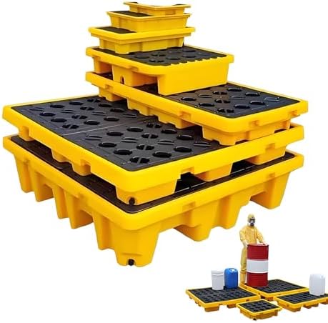Stackable Spill Tray for Oil Drums - Leakproof Anti-Slip Containment Pallet, Modular Spill Platform for Garage & Factory, Durable Polyethylene Outdoor Storage Solution