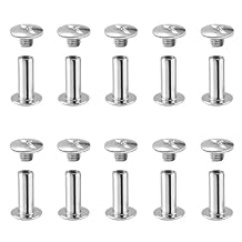 MroMax 10Pcs M5 Binding Screw, M5 x 15mm Nickel Plated Carbon Steel Cross Head Chicago Screw Binding Post Screw Kit for DIY Leather Decoration and Scrapbook and Photo Albums Bookbinding