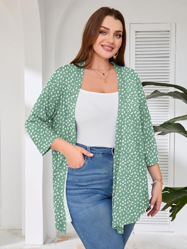 Image of AusLook Women's Plus Size Lightweight Open Front Cardigan 3 /4 Sleeve Cover Ups Shrugs Shawls and Wraps Kimono Jacket Coat
