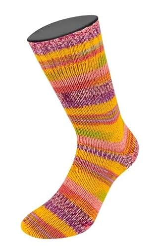 MEILENWEIT 8-fach 150g Print 9958 - Nelkenrosa/Gelbgrün/Sonnen-/Dottergelb/Erika/Lila