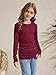 ZDC Kids Girls Long Sleeve Shirts Crewneck Ruched Side Slim Fit Tops Ribbed Knit Casual Tee Shirt 5-14 Years Burgundy