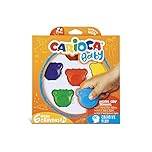 CARIOCA Pastelli Baby Teddy Crayons, Scatola di 6 Pastelli Colorati a Forma di Orsetto, Pastelli Per Bambini dai 12 Mesi, 6 Pezzi